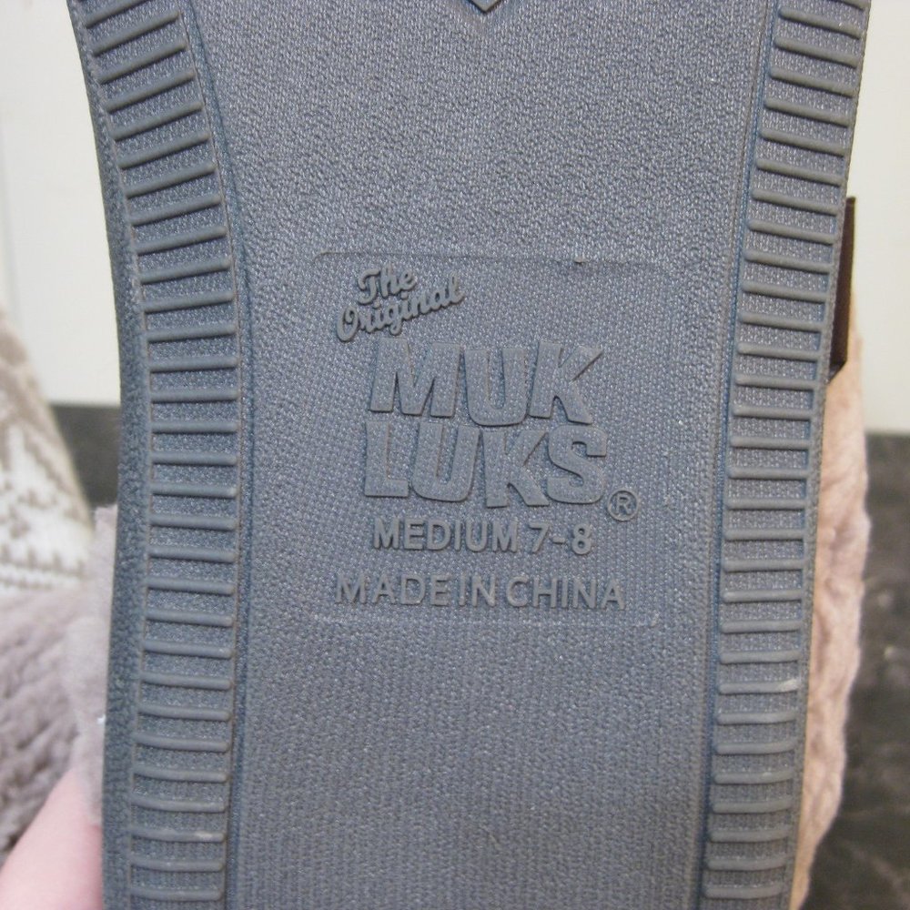 NWT Muk Luks gray purple white slippers M 7 8 - Picture 5 of 7